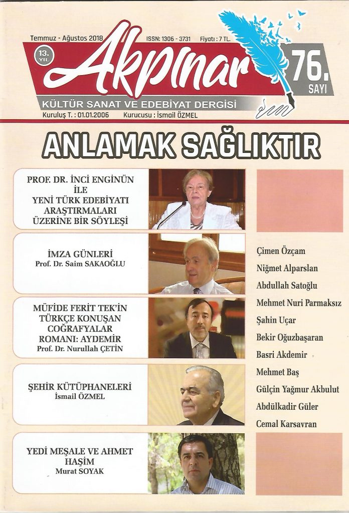 Akpınar Dergisi, Sayı 76, Temmuz Ağustos 2018