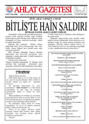 Ahlat Gazetesi, Sayı 215