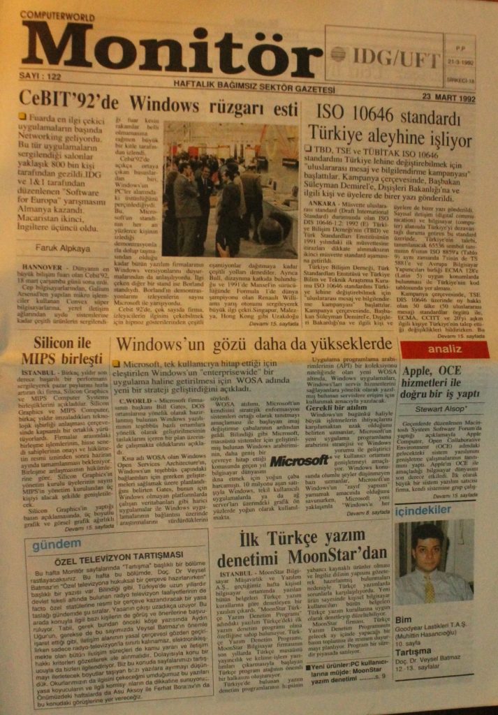 Computer World Monitör Gazetesi, 23 Mart 1992, Sayı 122