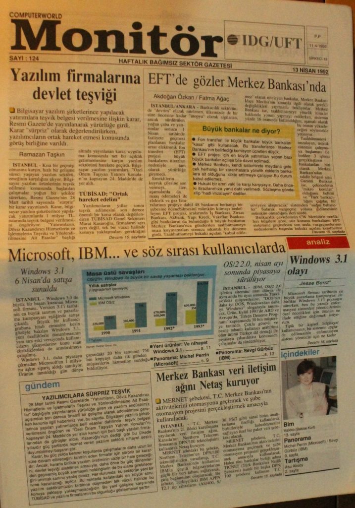 Computer World Monitör Gazetesi, 13 Nisan 1992, Sayı 124