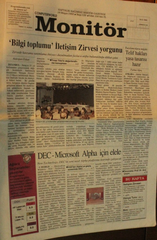 Computer World Monitör Gazetesi, 18 Mayıs 1992, Sayı 129