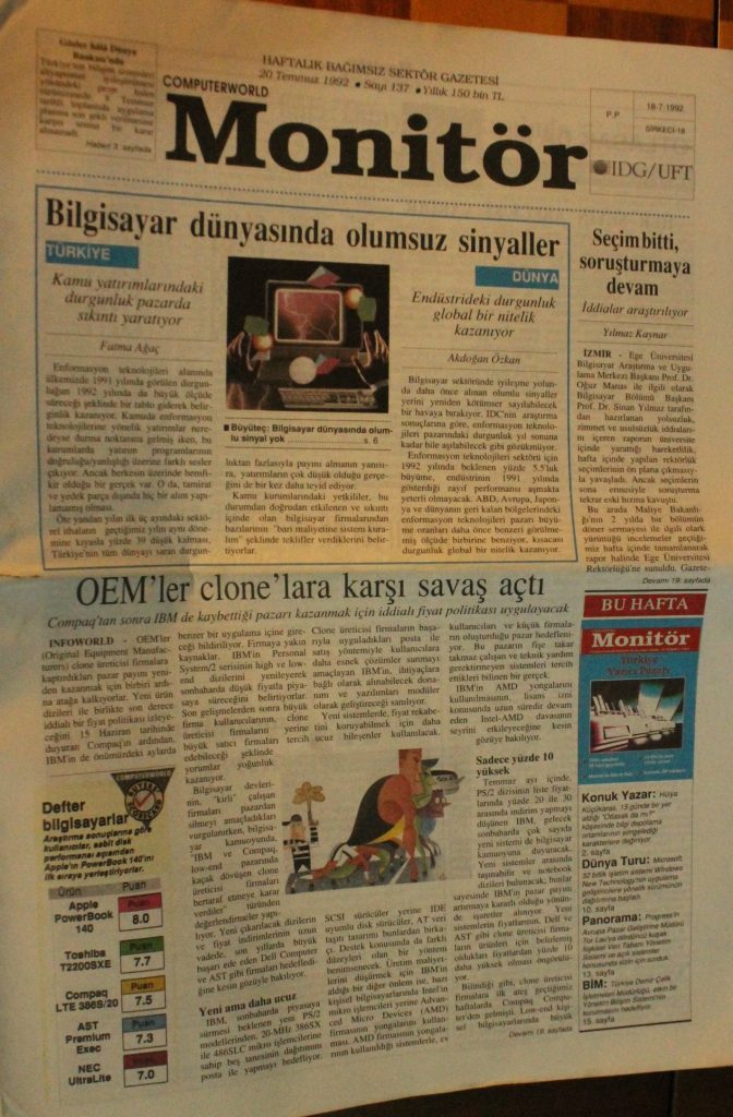 Computer World Monitör Gazetesi, 20 Temmuz 1992, Sayı 137