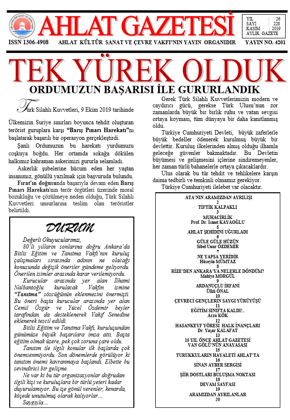 Ahlat Gazetesi, Sayı 228