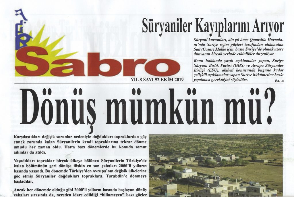 Sabro Gazetesi, Sayı 92, Ekim 2019