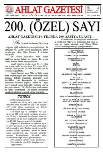 Ahlat Gazetesi, Sayı 200