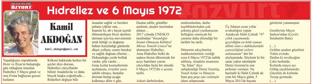 Hıdrellez ve 6 Mayıs 1972