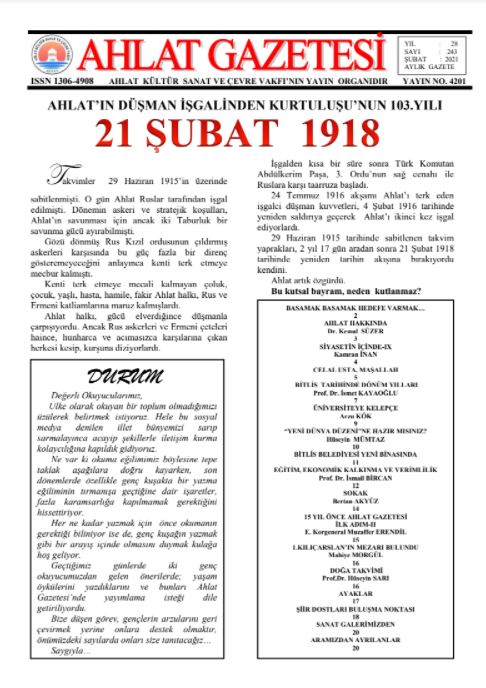 AHLAT GAZETESİ, Sayı 243